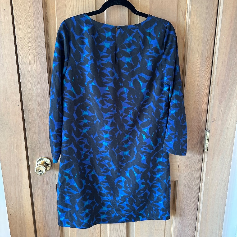 J.CREW Printed Mini Dress Women's Crew Neck Three Quarter Sleeve blue - Picture 3 of 6